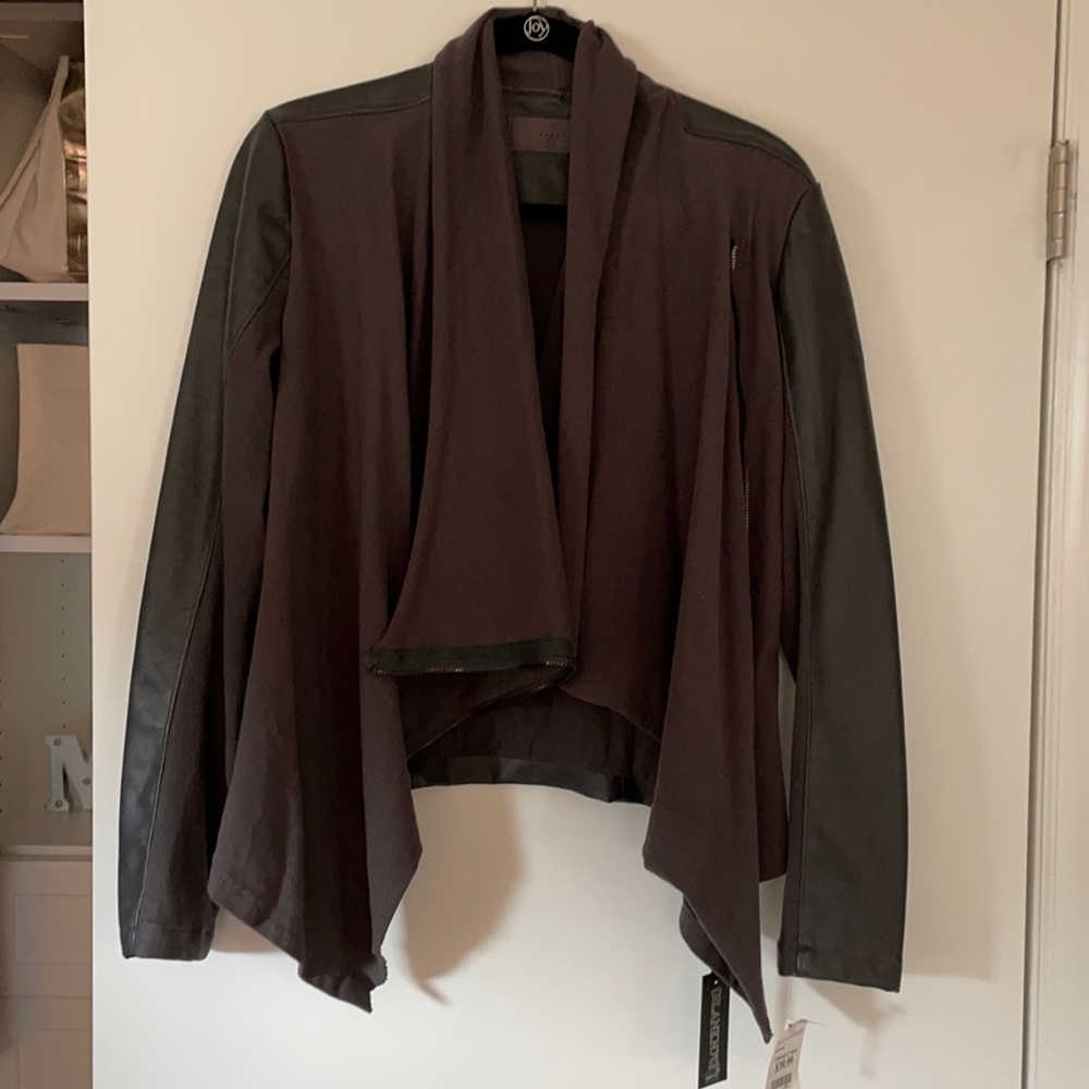 Blank NYC Drape Front Faux Leather Jacket